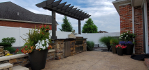Built in grill with pergola concrete counter tops