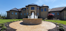 formal house fountain with oase live water nozzles